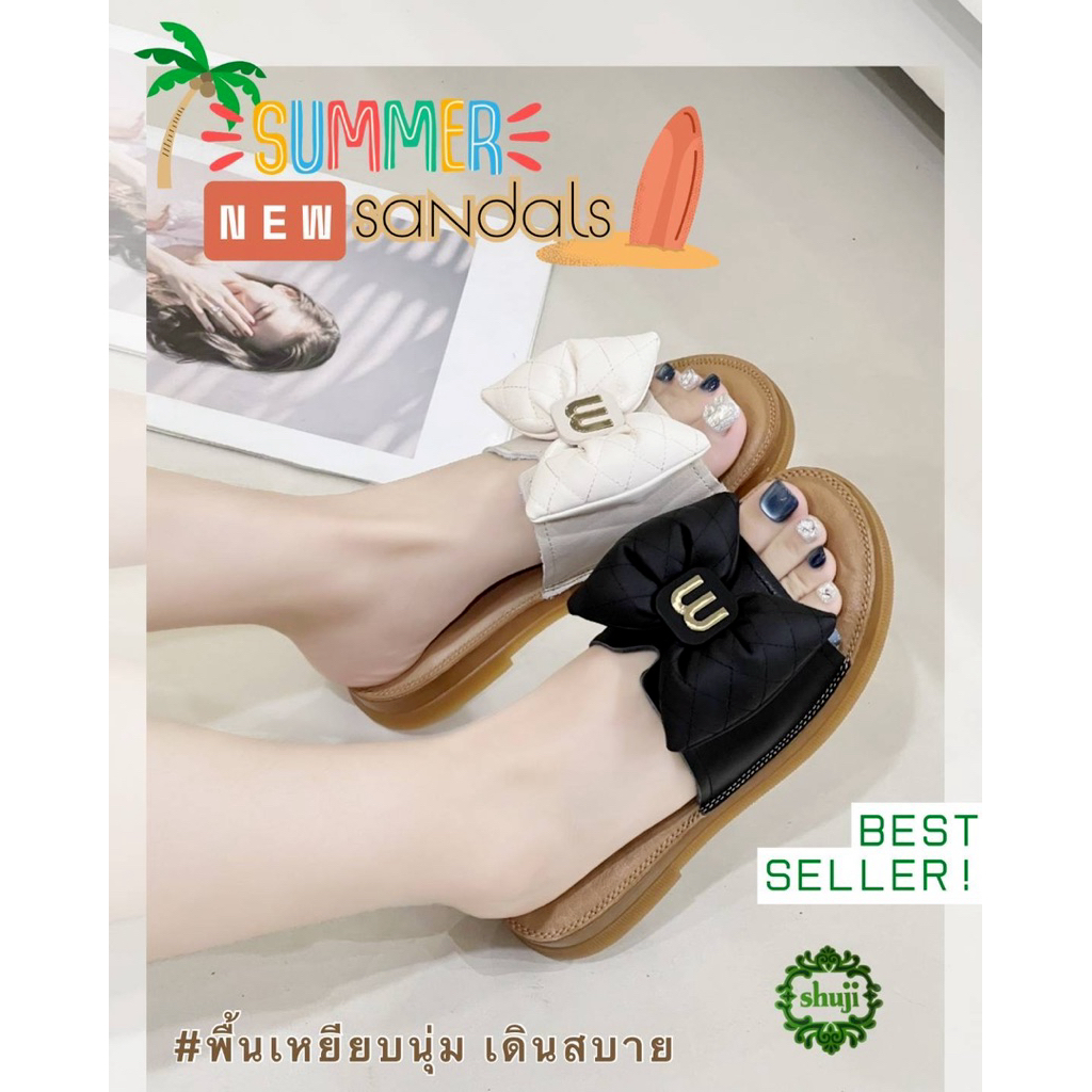 Shuji รองเท้าแตะสวม หนังนิ่มสวมใส่สบาย
