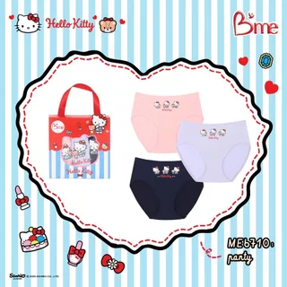 B'me กางเกงในเอวกลาง รุ่น ME6710(Hello Kitty)แพ็ก3ตัว คละสี สีชมพูพาสเทล ม่วง กรม,ชมพูอ่อน ฟ้า ครีม ME1514 ME1709 ME1710