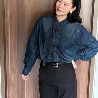 MIRINY - Ava denim shirt เสื้อเชิ้ตยีนส์ ผ้านิ่ม ไม่ร้อน ไม่หนา ใส่สบาย