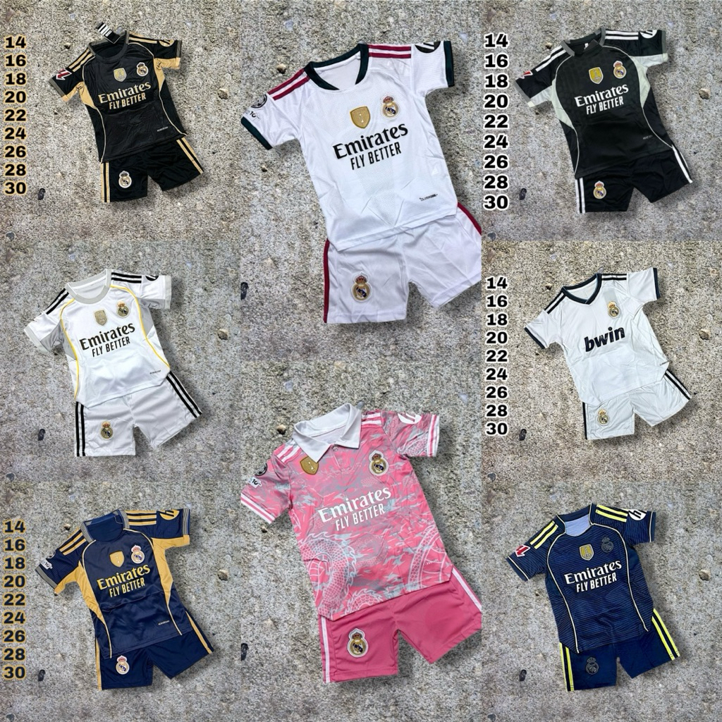 ชุดกีฬาเด็ก RL ฤดูกาลใหม่ 2025 มีไซส์ 14 ถึง 30 เสื้อบอลและกางเกงบอล