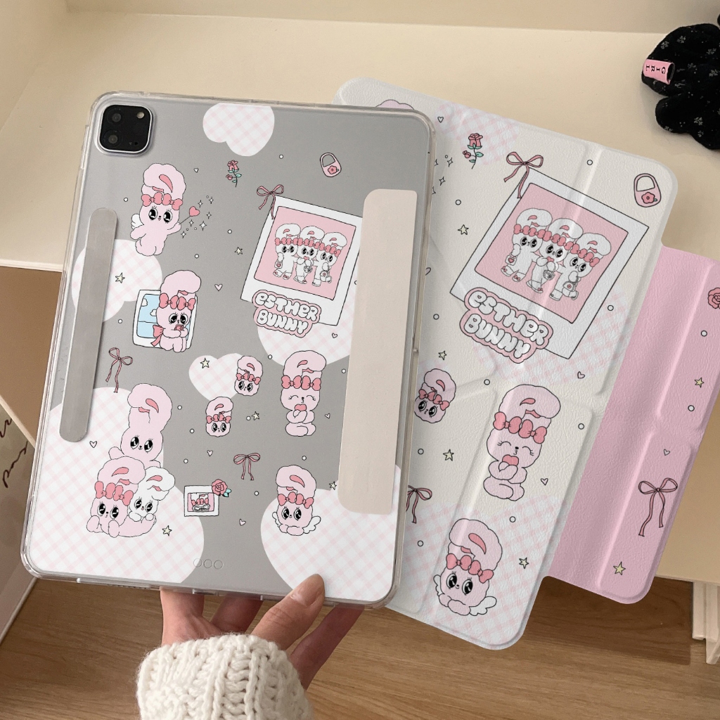เคส iPad พับรูปตัว Y Esther Bunny Pro11 2025 Gen12 Air7/6 13 Gen9/8/7 ช่องใส่ปากกา เคสไอแพด