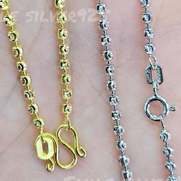 พ20 สร้อยคอ ลายน้องออดี้ ถังจิกMoon cut 2mm. เงินแท้ 92.5% Italy ชุบทอง18k / ชุบทองคำขาว