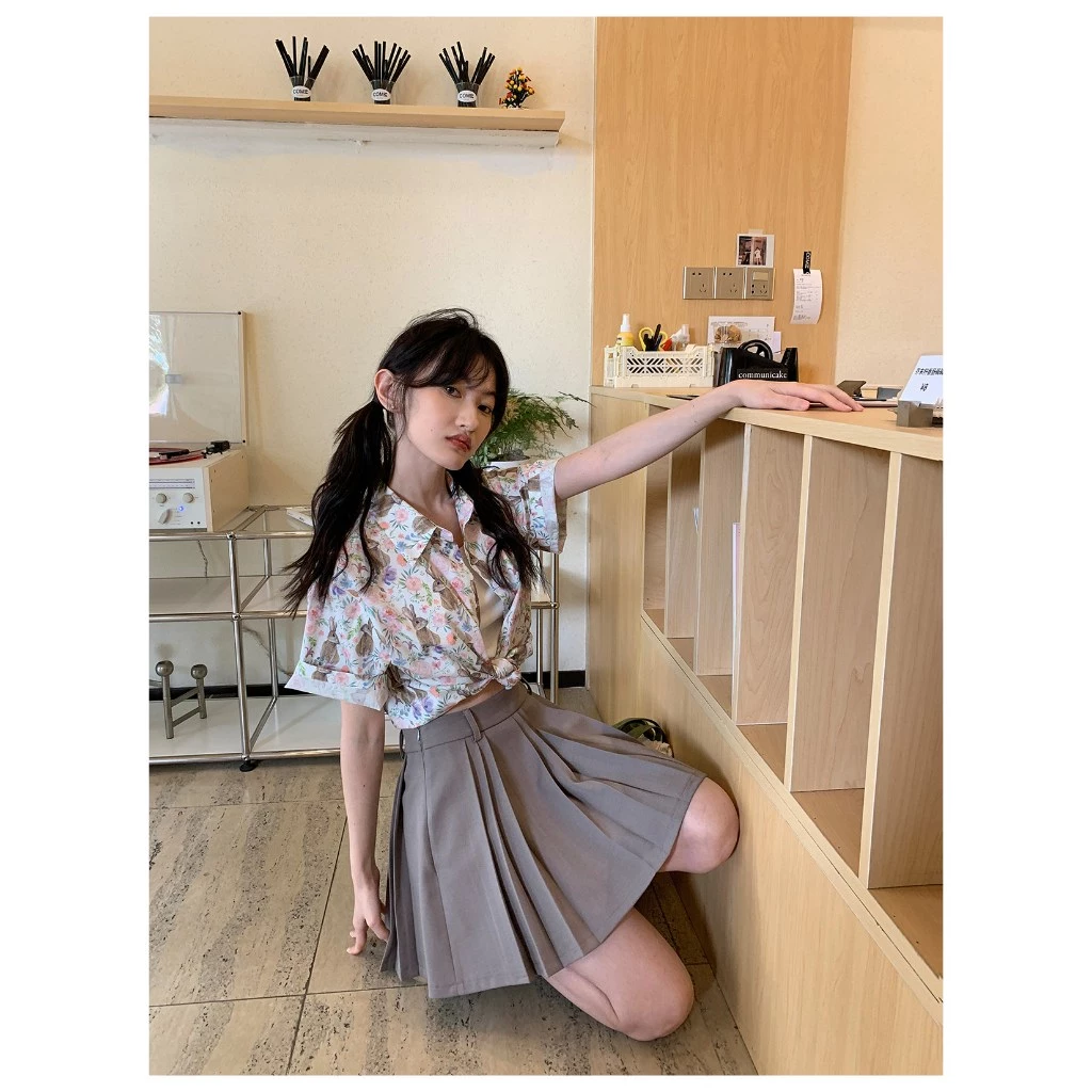Bella Shop เสื้อลายดอกไม้สงกรานต์ สไตล์เกาหลี แขนสั้น thumbnail 3