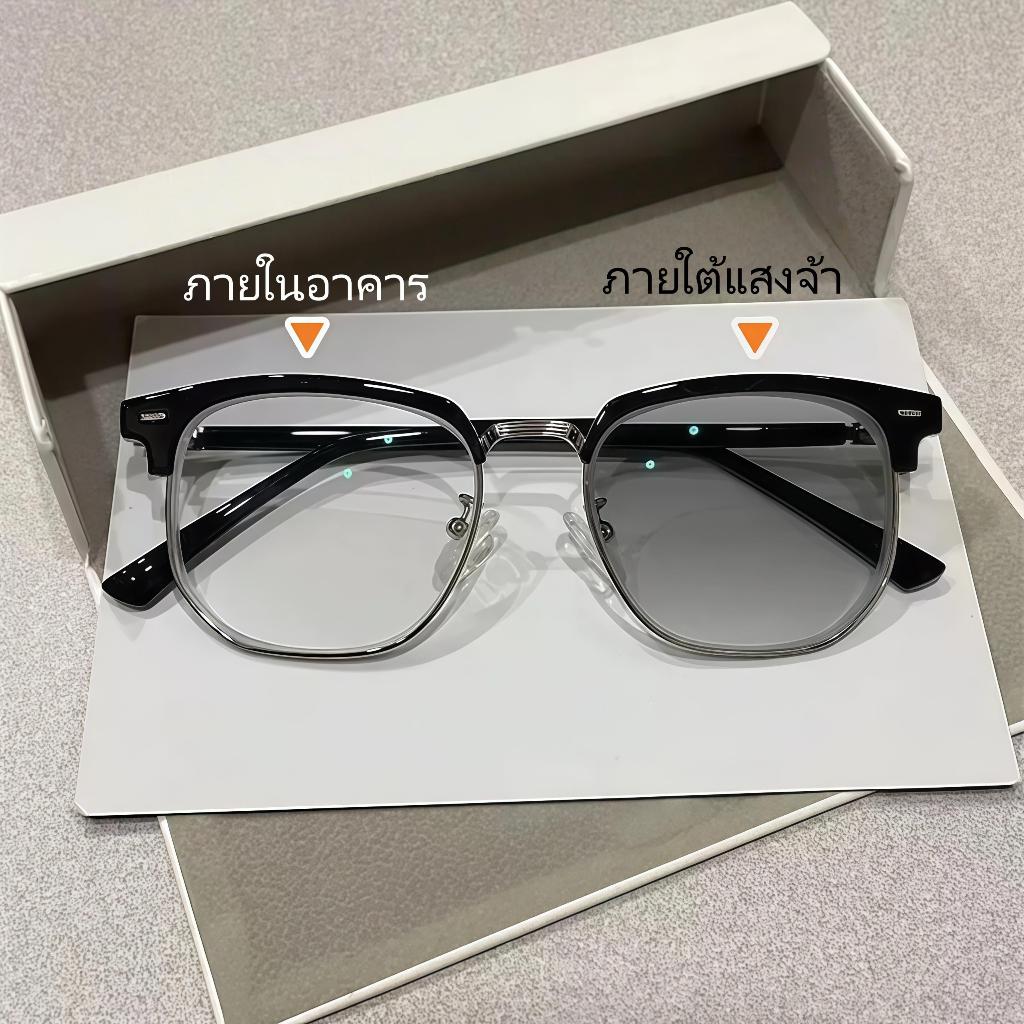 (กล่องฟรี)แว่นกันแสงสะท้อนและป้องกันรังสี สำหรับผู้ที่มีสายตาสั้นและใช้ในการอ่านหนังสือ ทำจากโลหะ ใช้ได้ทั้งชายและหญิง ก
