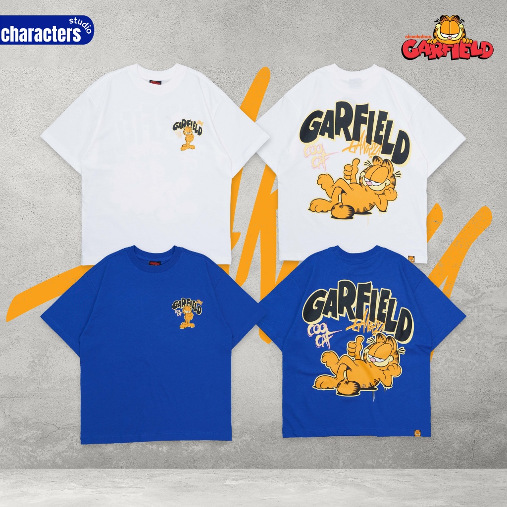 [NEW] Garfield เสื้อยืดผู้ใหญ่โอเวอร์ไซส์ ลายแมวอ้วนจอมกวน ผ้า Cotton 100% สินค้าลิขสิทธิ์แท้ Characters Studio