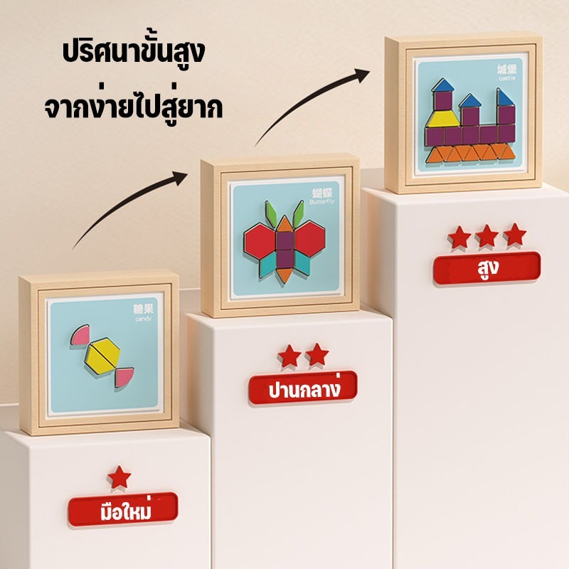 ลดกระหน่ำ[พัฒนาสมอง]ชุดแทนแกรม แผ่นตัวต่อแม่เหล็กปริศนารูปเรขาคณิตฝึกสมอง แม่เหล็กอ่อนหนา เกมพยากรณ์ - รูปที่ 5