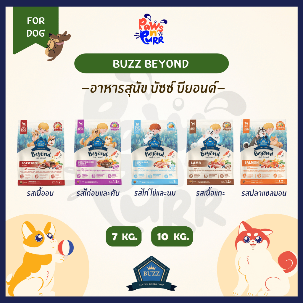 Buzz Beyond อาหารสุนัข Premium Gluten-Free รวมทุกรสชาติ 7-10kg.