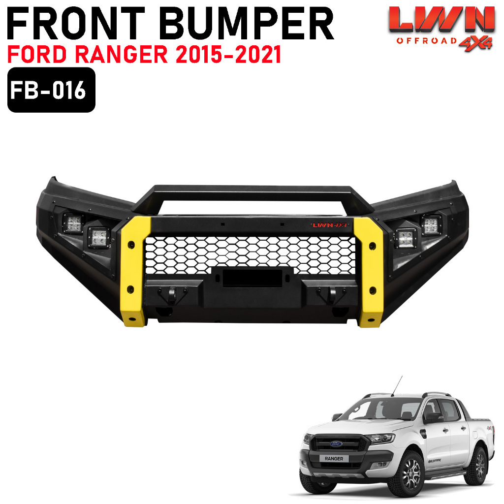 กันชนหน้าออฟโรด Ford Ranger T7 2015-2021 กันชนเหล็กดำ OFF ROAD BUMPER รุ่น FB-016 แบรนด์ LWN4x4