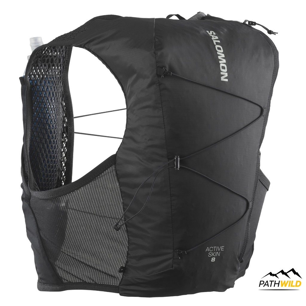 SALOMON ACTIVE SKIN 8 SET เป้น้ำสำหรับวิ่งเทรล ความจุ 8 ลิตร เน้นสบาย คล่องตัว น้ำหนักเบา ระบายอากาศดี แห้งเร็ว