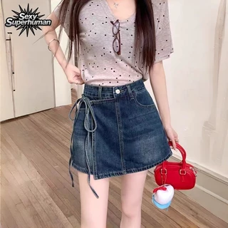 New Arrival! กระโปรงยีนส์สั้นผู้หญิง มีกางเกงซับในสุดปลอดภัย 🎀 โบว์ปรับระดับได้ ไซส์ S-XXL รับประกันคุณภาพ
