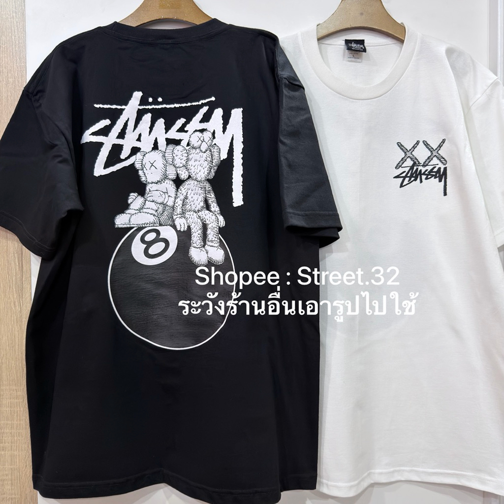 Street.32 เสื้อยืด แขนสั้น สกรีนลาย งานไทย ถ่ายจากสินค้าจริง ผ้าคอตตอล 8 ball kaws