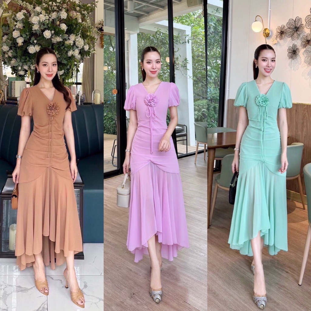 ป้าย STYLISTA เดรสยาว ชุดออกงาน งานแต่ง งานบุญ เพื่อนเจ้าสาว