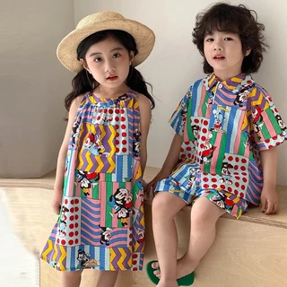 MC202 ชุดเซ็ตพี่น้องสุดน่ารัก ลายแฟนซี ใส่เที่ยวถ่ายรูปปัง สีรุ้งสดใส สไตล์เกาหลี