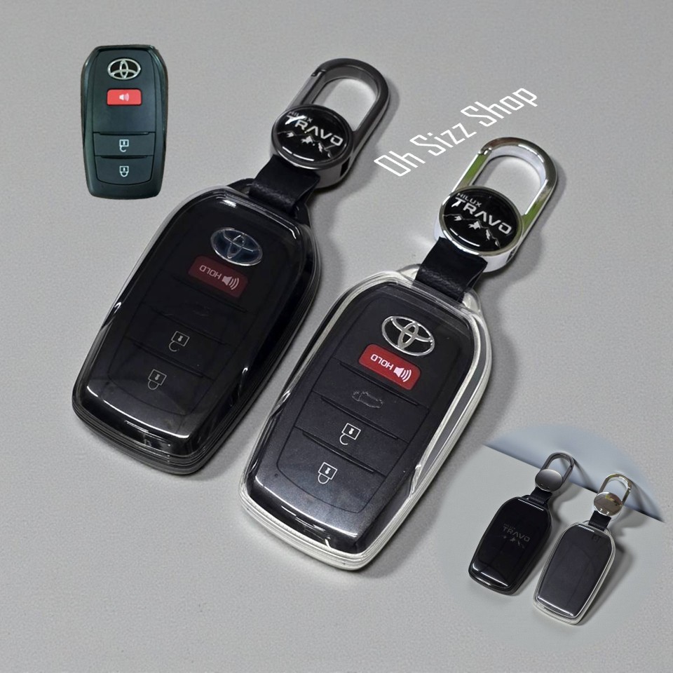 เคสรีโมทรถ Toyota Travo  2026  แบบ 3 ปุ่ม และ 4 ปุ่ม ปกป้องรีโมท 360 องศา ใสดำกันรอย  กันน้ำ ปุ่มกดได้ See Through TPU
