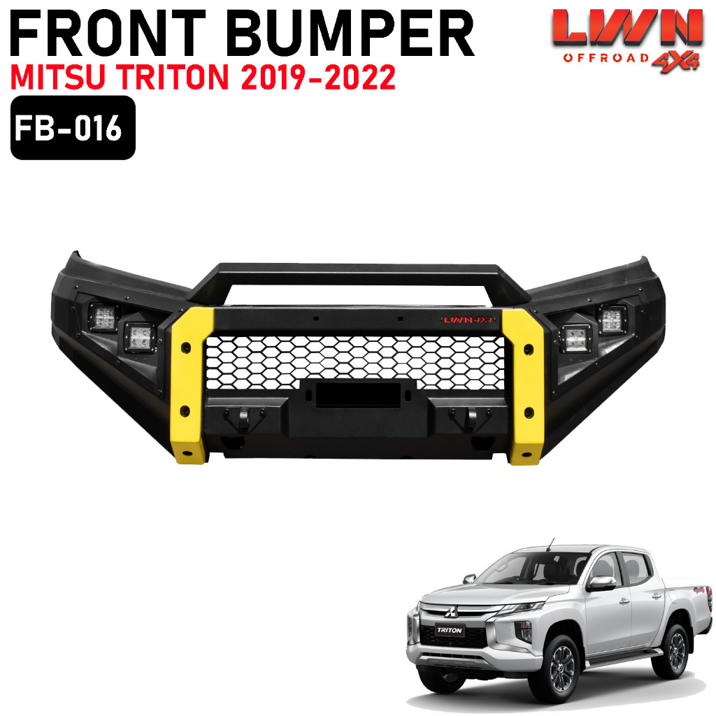 กันชนหน้าออฟโรด triton 2019-2022 กันชนเหล็กดำ OFF ROAD BUMPER รุ่น FB-016 แบรนด์ LWN4x4