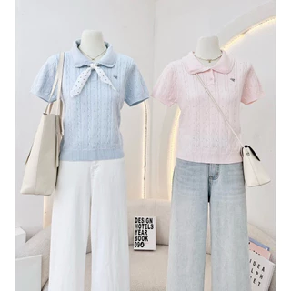 WA YA เสื้อไหมพรมคอปกโปโล