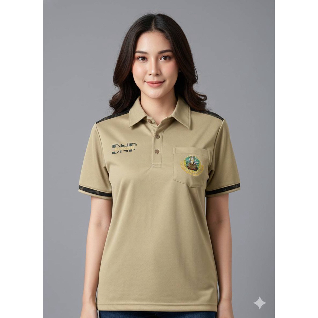 เสื้ออุทยายปกเชิ้ตสีกากี(หญิง)