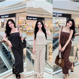 Set 2 ชิ้น ผ้าพลิ้วปรับสายได้ตามใจชอบ ลายทางพลางหุ่นสับๆเลยจ้า อวบใส่ได้จ้าสบายมาก