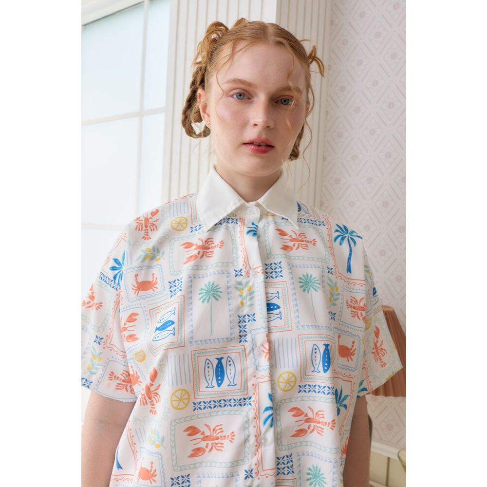 Hello Sunshine Set - ชุด set Shirt + Skort - Sailor Lobster ชุดพิมพ์ลายเฉพาะแบรนด์