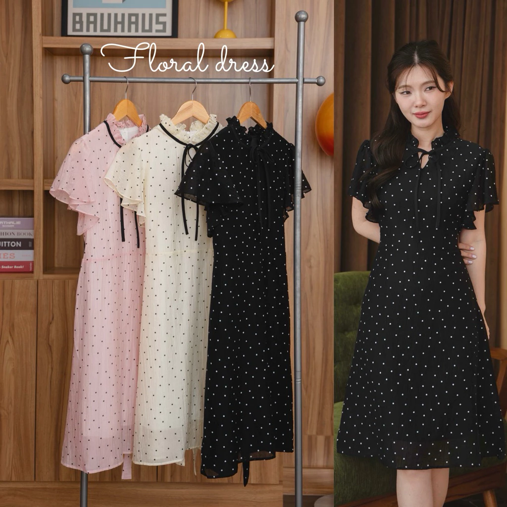 Floral dress ผ้ามีtexure น่ารัก🎀