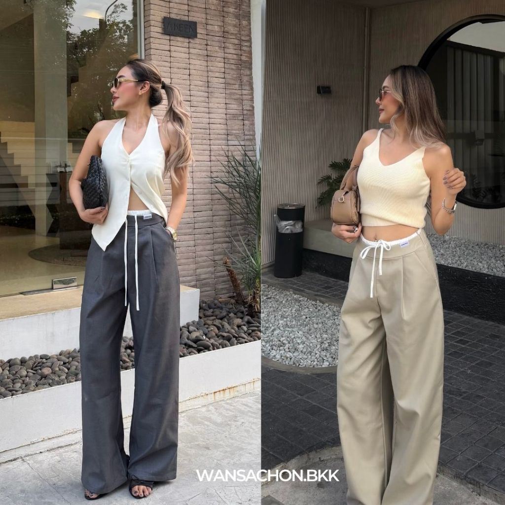 WSC l RILEY TROUSER กางเกงขากระบอกดีเทลขอบยางยืด Pinterest Edition