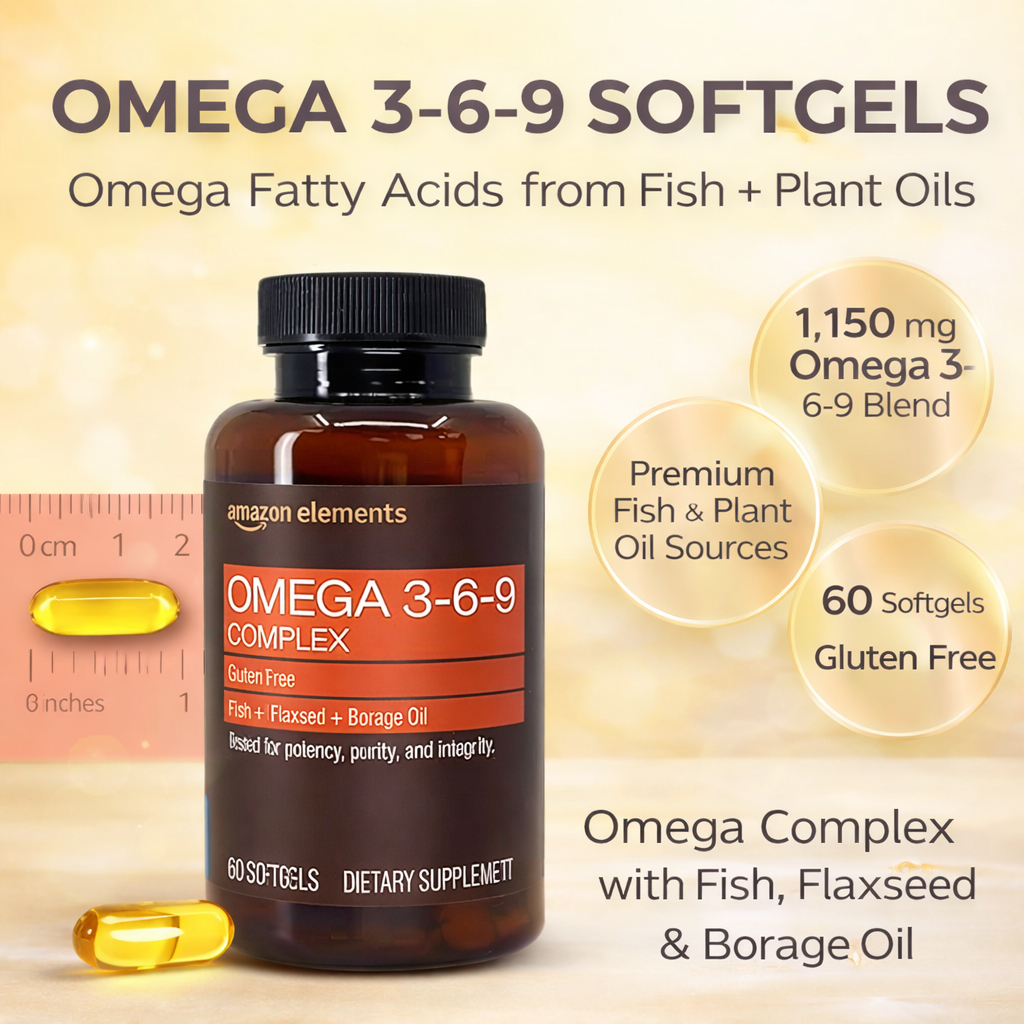 Amazon Elements Omega 3-6-9 Complex 1150 mg ซอฟต์เจลโอเมก้า 60 เม็ด
