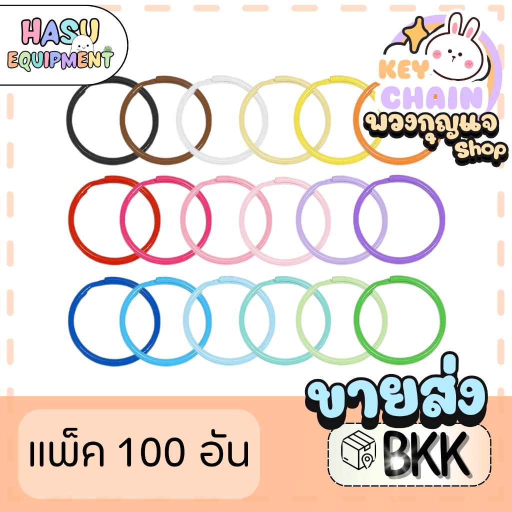 HasuEquipment 100 อัน ขายส่ง แหวนเกลียว 25mm แหวนพวงกุญแจ สำหรับทำพวงกุญแจ Hasu Equipment [Ring25]