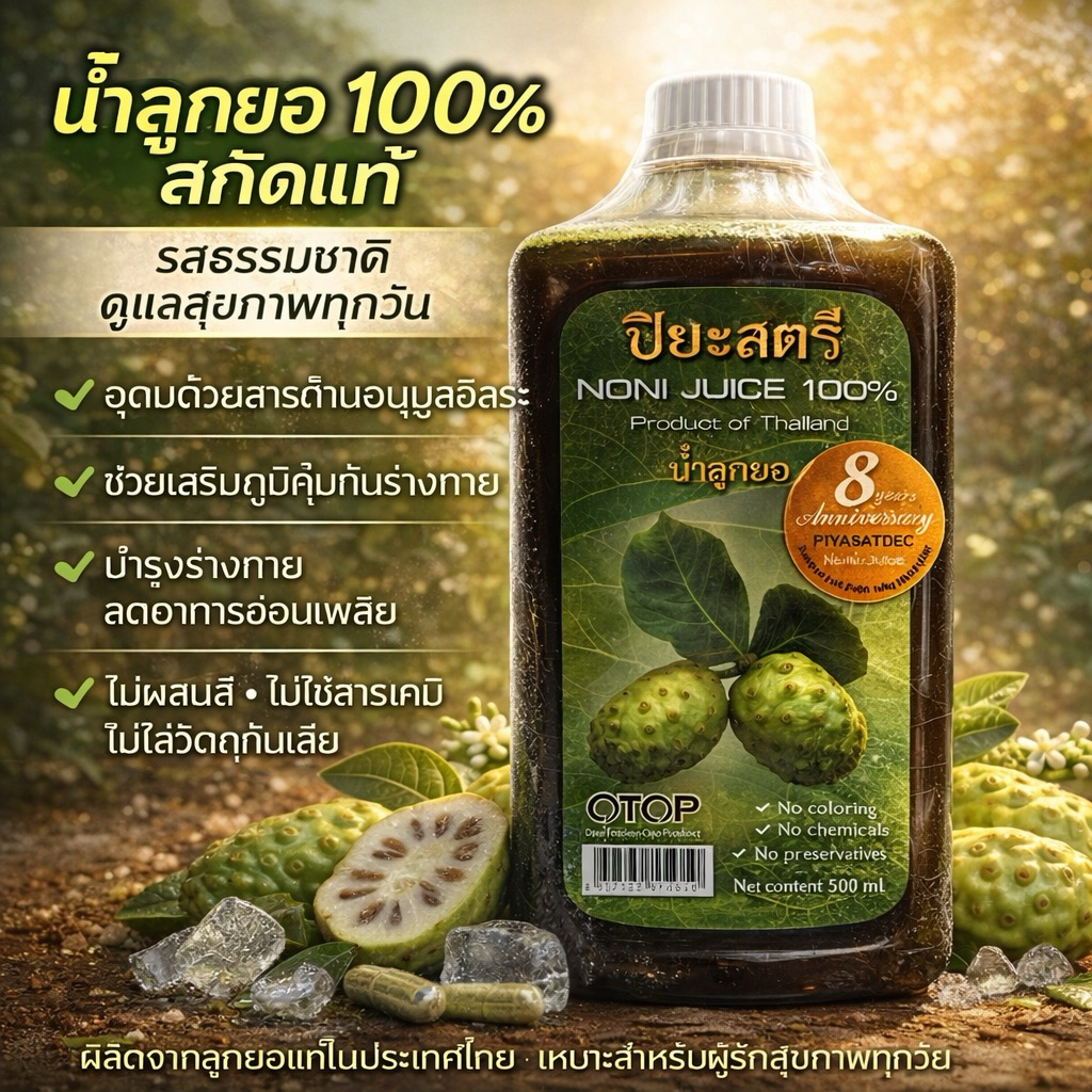 น้ำลูกยอ 100%ปิยะสตรี 500 ML