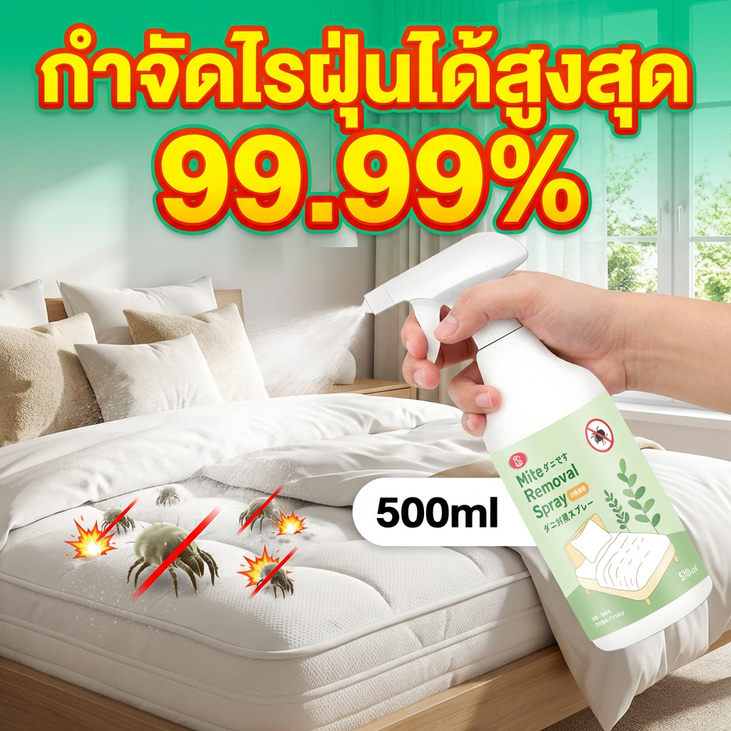 ไรฝุ่นหายเกลี้ยง! สเปรย์กำจัดไรฝุ่น ป้องกันไรฝุ่น ตัวเรือด ผลิตภัณฑ์กำจัดไรฝุ่น คนแพ้ง่ายใช้ได้ กำจัดไรฝุ่นสบายใจ!