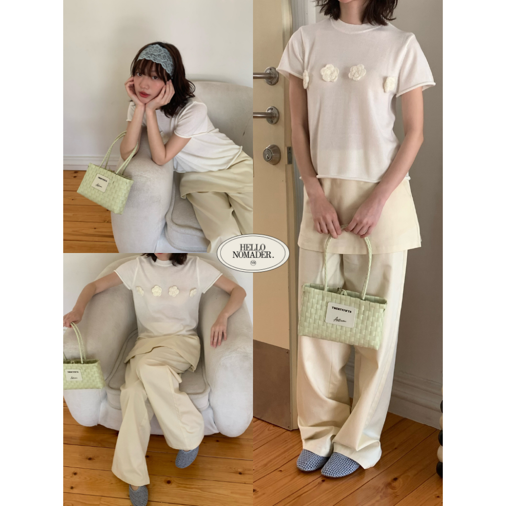 NOMADE.& พร้อมส่ง Dusty Rose Top {เสื้อแขนสั้นปักดอกกุหลาบ}