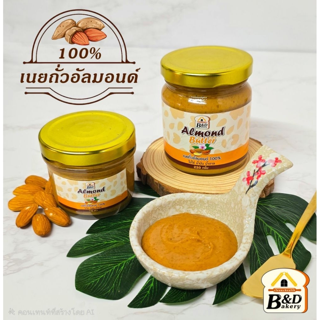 ✨เนยถั่วอัลมอนด์100% คลีน ไม่เติมเกลือ น้ำตาล น้ำมัน