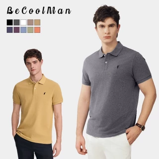 Becoolman🍃 เสื้อโปโลผู้ชายคอปกลำลอง แขนสั้นปักลายรุ่นใหม่ เสื้อยืดเข้ารูปใส่แล้วดูผอม มีให้เลือก3สี