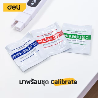 Deli เครื่องวัดpH เครื่องวัดคุณภาพน้ำ ปากกาวัดค่าน้ำ ช่วงอุณหภูมิ 0–60°C พกพาง่าย pH Meter