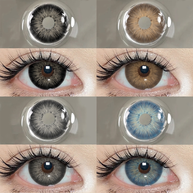 (มีค่าสายตา:0°-600°)คอนแทคเลนส์สายตาสั้น สีเทา/น้ำตาล/ดำ คอนแทคเลนส์สีธรรมชาติ 14.2mm ใช้งานได้ 1ปี