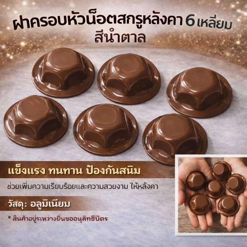 ฝาครอบหัวน๊อตสกรูหลังคา สีน้ำตาล 100 ตัว