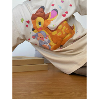 (พร้อมส่ง)เสื้อ oversized ลาย love one another🐰🍮 สีครีมผ้าดิ…