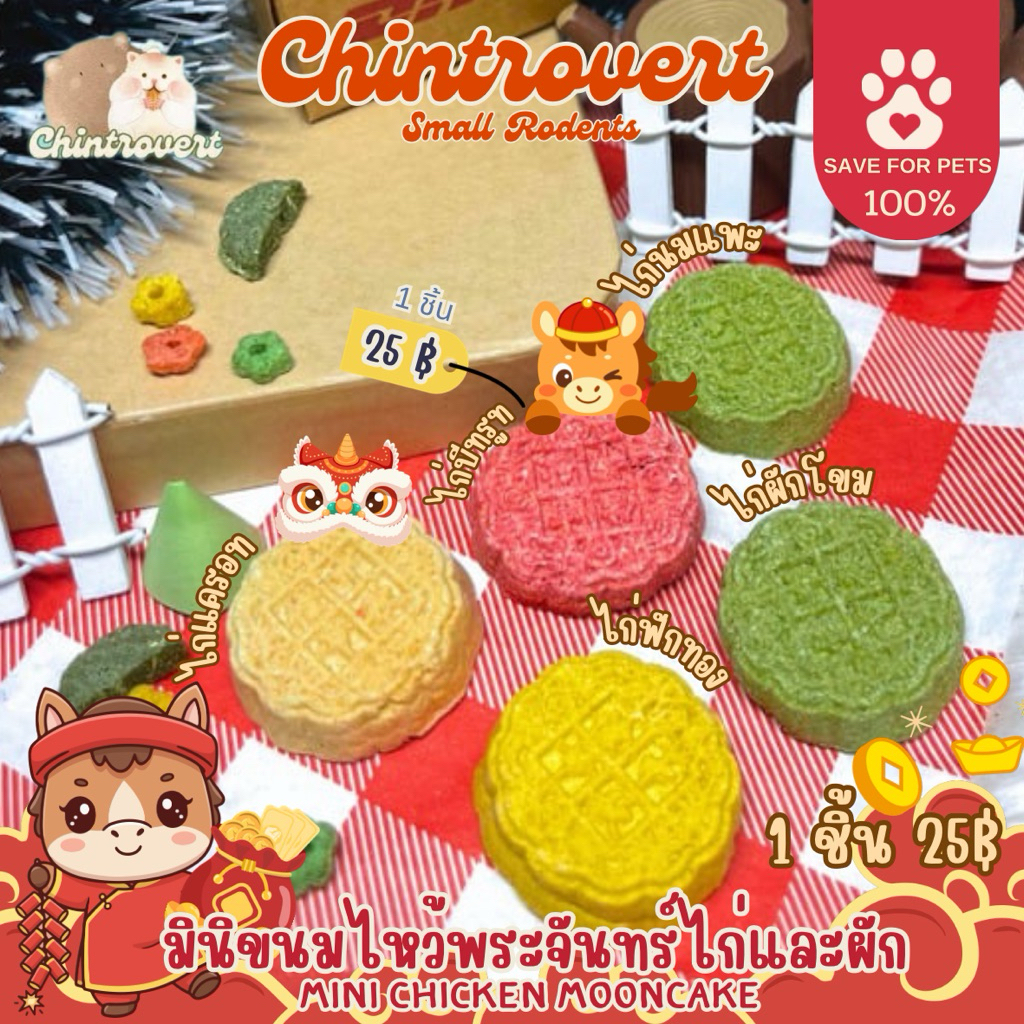 Chintrovert | Mini Moon Cake เค้กไหว้พระจันทร์ 5 รส สำหรับแฮมเตอร์ แฟตเทล ดอร์เมาท์ ดัมโบ้เเรท