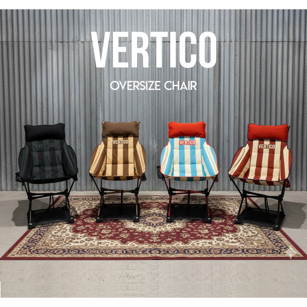 VERTICO เก้าอี้แคมป์ปิ้ง เก้าอี้พกพา รุ่น Oversize  รุ่นกว้างพิเศษ มีที่พักแขน รับน้ำหนัก 160 กก.