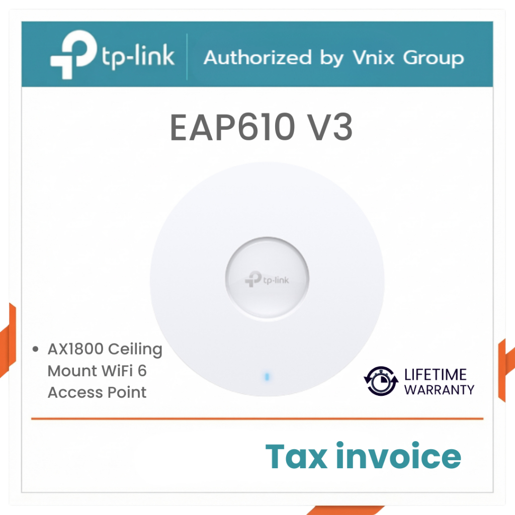 TP-LINK EAP610 V3 TP Link AX1800 Ceiling Mount WiFi 6 Access Point รับประกันตลอดการใช้งาน By Vnix Gr
