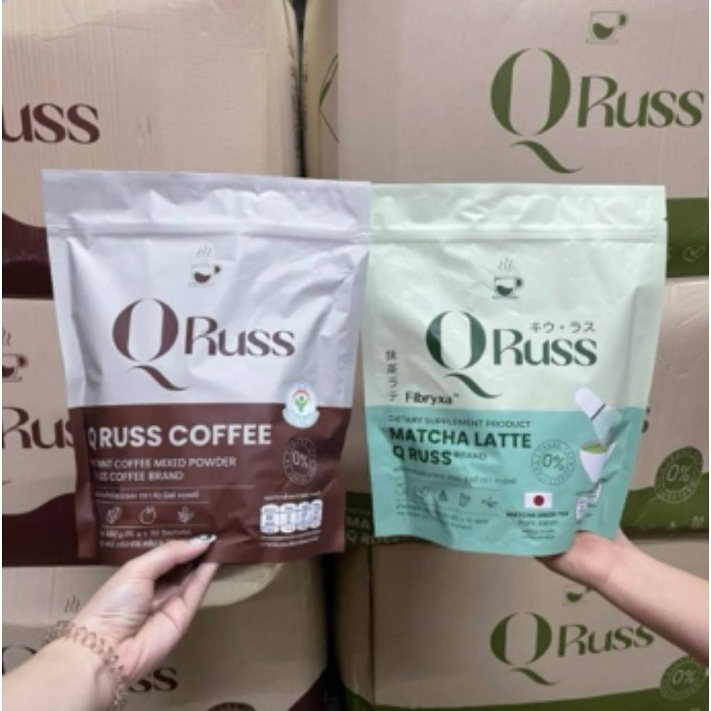 กาแฟคิวรัสส์ Q RUSS Coffee ( 1 ห่อ บรรจุ 30 ซอง ) / Q RUSS  MATCHA LATTE ( 1 ห่อ มี 15 ซอง )