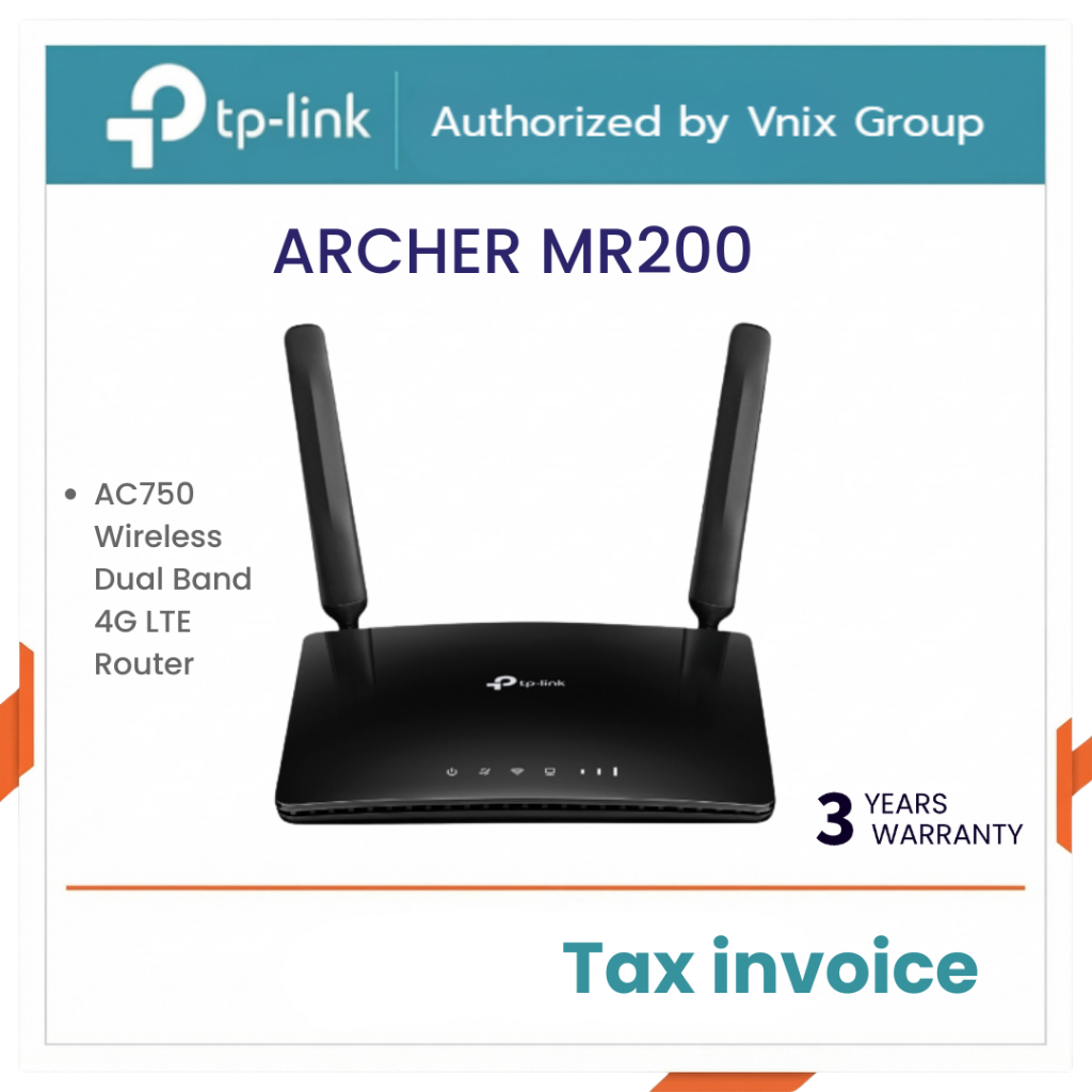 ARCHER MR200 TP-Link AC750 Wireless Dual Band 4G LTE Router By Vnix Group