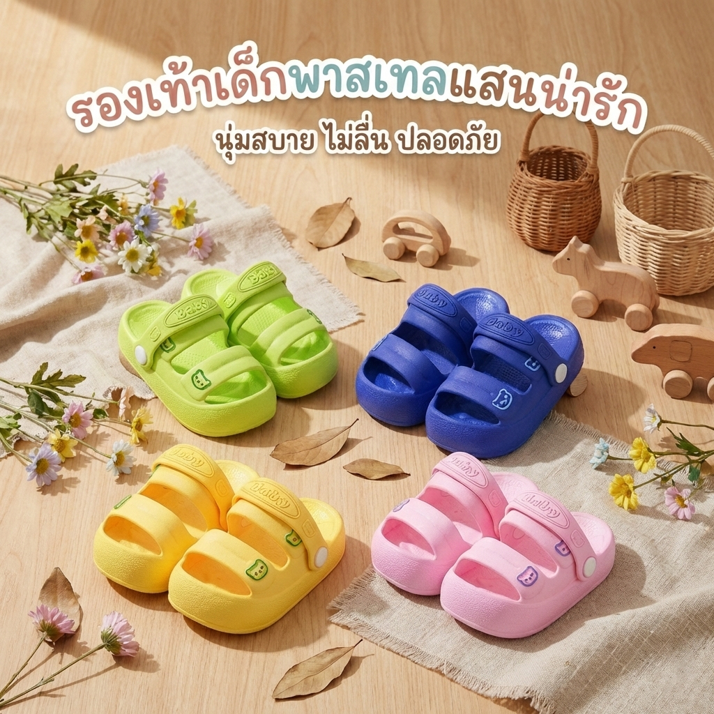 Children's Sandals รองเท้ารัดส้นเด็ก โทนเบจ มินิมอล ใส่สบาย ไม่กัดเท้า