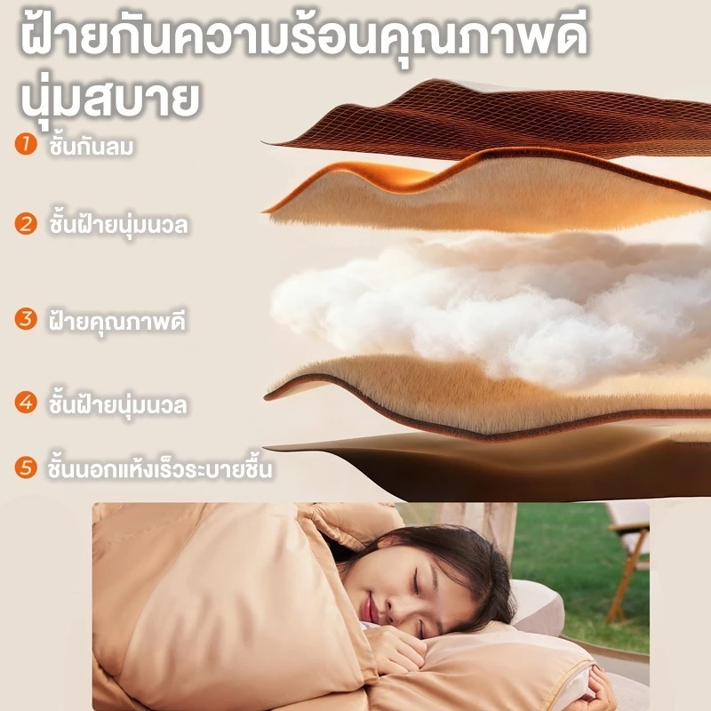 ถุงนอน  แบบพกพา ถุงนอนกลางแจ้ง สําหรับตั้งแคมป์ เดินป่า กลางแจ้ง สํานักงาน - รูปที่ 2