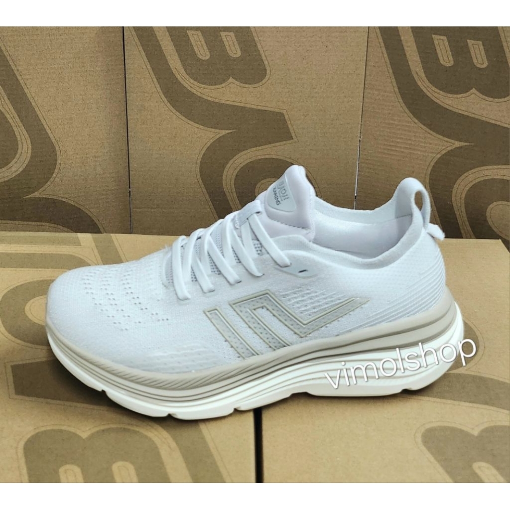 รองเท้าวิ่ง baoji รองเท้าผ้าใบ สีเทาครีม