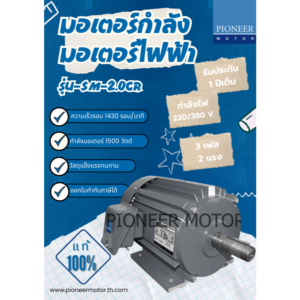 PIONEER MOTOR มอเตอร์กำลัง มอเตอร์ไฟฟ้า 3 เฟส 2 แรง