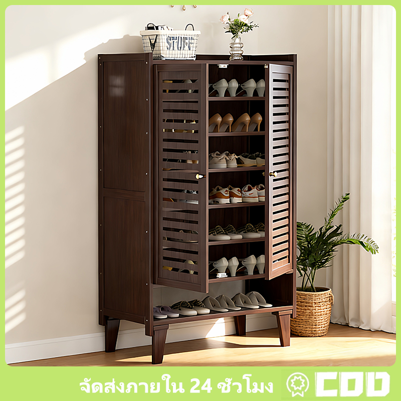 ตู้รองเท้าสำรับบ้าน 2ปะตู ตู้เก็บรองเท้า กนฝุ่น แข็งแรง ทนทน ปรหดพื้นที่