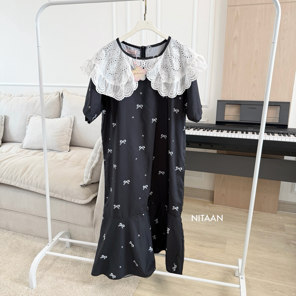 NITAANKIDS:) ชุดแม่ 1 ชุด ลาย BLACK BOW FAM SET รูปที่ 7