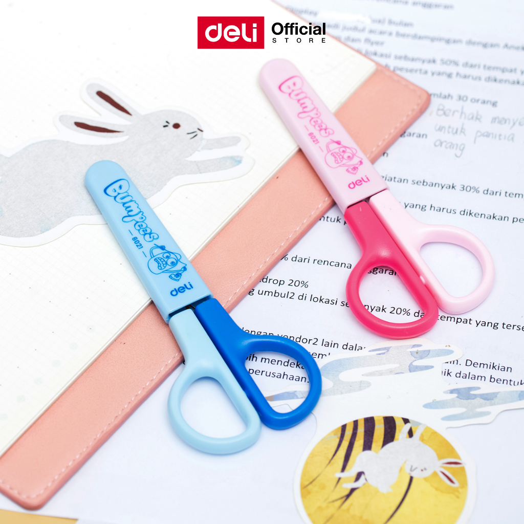 กรรไกร Deli กรรไกรเด็ก ปลายแหลม ขนาด 121 มม. สีสันสดใส น่ารัก พกพาง่าย เหมาะการเรียน Scissors