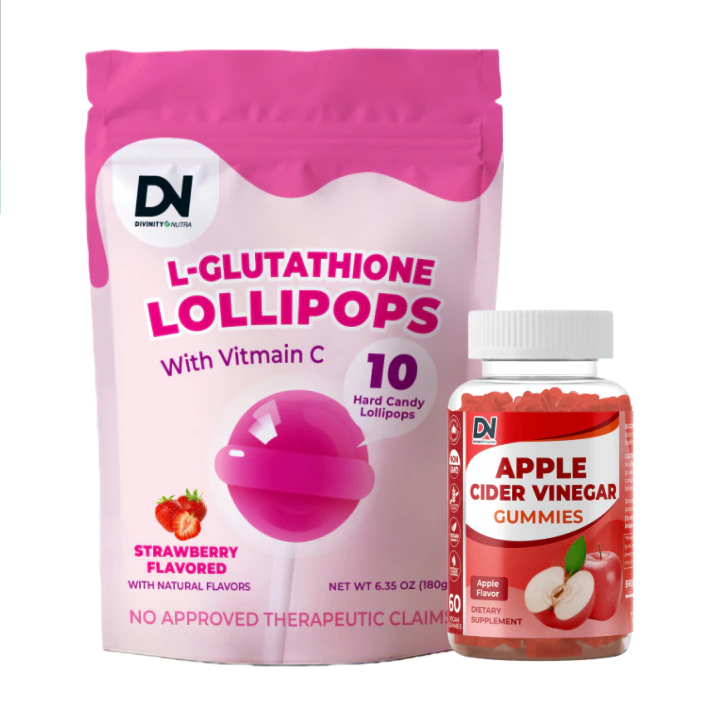 DN Lollipops ลูกอม Vitamin C Hydrolyzed Collagen Peptides L-Glutathione 10pcs Apple Cider Vinegar ACV 1000mg 60 Gummies