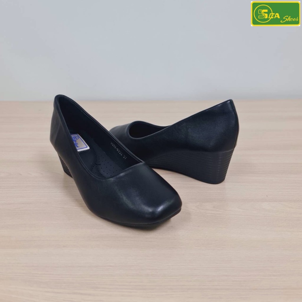 SEA Shoes(ซีชูส์) 9656-6039 รองเท้าคัทชูส้นสูง หัวตัดส้นเตารีด ใส่ทำงาน